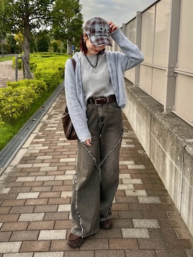 「JEANASIS（ジーナシス）のmetal flower ネックレス/572284（ネックレス）」を使った、remiさん（レディース・154cm）の秋コーディネート