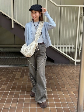 「アイテム（ハンチング/ベレー帽）」を使った、remiさん（レディース・154cm）の秋コーディネート