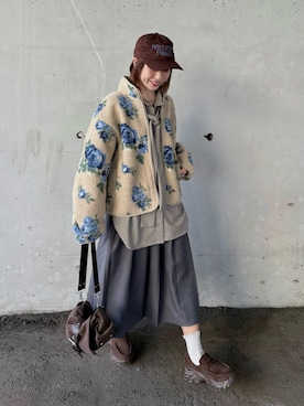 「EVOL（イーボル）のアイテム」を使った、remiさん（レディース・154cm）の秋コーディネート