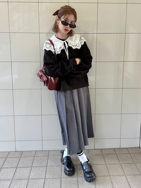 「アイテム（シュシュ）」を使った、remiさん（レディース・154cm）の秋コーディネート