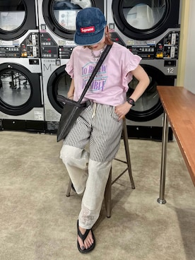 「Supreme （シュプリーム）のアイテム」を使った、remiさん（レディース・154cm）の夏コーディネート