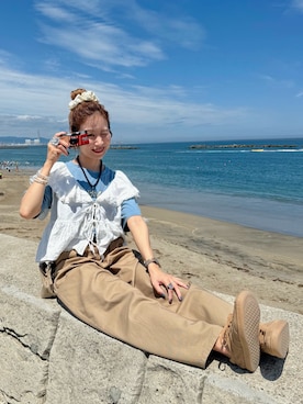「アイテム（ヘアアクセサリー）」を使った、remiさん（レディース・154cm）の夏コーディネート
