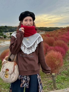 「アイテム（リング、ブルー系）」を使った、remiさん（レディース・154cm）の秋コーディネート