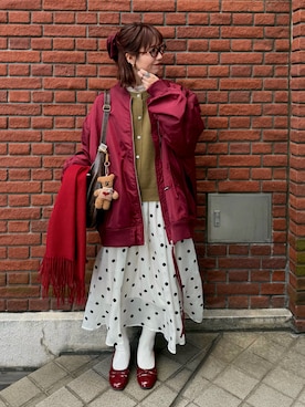 「アイテム（MA-1）」を使った、remiさん（レディース・154cm）の秋コーディネート