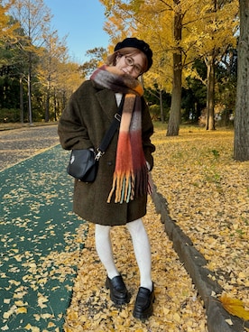 「アイテム（ハンチング/ベレー帽）」を使った、remiさん（レディース・154cm）の秋コーディネート