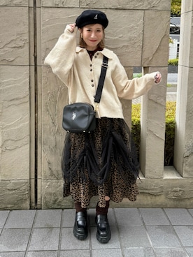 「アイテム（ハンチング/ベレー帽）」を使った、remiさん（レディース・154cm）の秋コーディネート