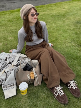 「アイテム（ハンチング/ベレー帽）」を使った、remiさん（レディース・154cm）の秋コーディネート