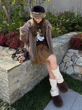 「アイテム（ジャケット/アウター、ベージュ系）」を使った、remiさん（レディース・154cm）の冬コーディネート