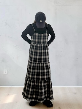 「RETRO GIRL（レトロガール）のアイテム（ワンピース/ドレス、グレー系）」を使った、yuyuさん（レディース・160cm）の秋コーディネート