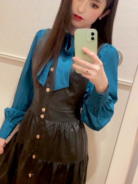 「レザーワンピース」｜「アイテム（ワンピース）」を使った、ameriさん（レディース・155cm）の秋コーディネート