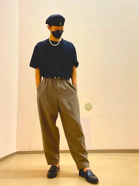 「アイテム（ハンチング/ベレー帽）」を使った、Hirotoさん（メンズ・170cm）の夏コーディネート