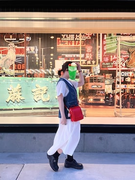 「GU（ジーユー）のアイテム（シャツワンピース）」を使った、RA🌷さん（レディース・156cm）の夏コーディネート