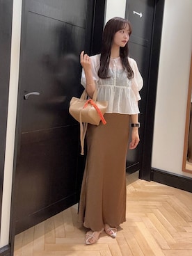 「A part by（アパートバイ）のアイテム（ハンドバッグ）」を使った、Shioriさん（レディース・158cm）の夏コーディネート