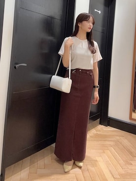 「アイテム（その他シューズ、イエロー系）」を使った、Shioriさん（レディース・158cm）の夏コーディネート