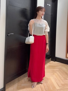 「A part by（アパートバイ）のアイテム（ハンドバッグ）」を使った、Shioriさん（レディース・158cm）の夏コーディネート