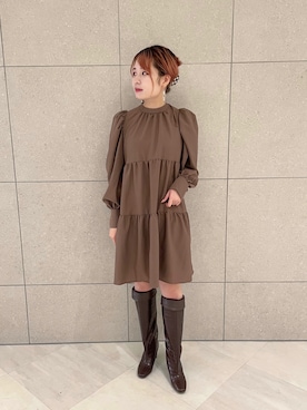 「パワショル」｜「アイテム（チュニック）」を使った、Shiho Moriokaさん（レディース・157cm）の秋コーディネート