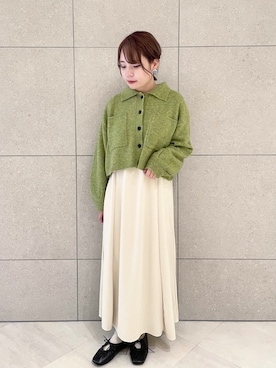 「ショート丈カーディガン」｜Shiho Moriokaさん（レディース・157cm）の秋コーディネート