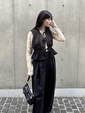 「アイテム（スラックス）」を使った、レイナさん（レディース・158cm）の夏コーディネート