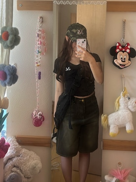「アイテム（Tシャツ/カットソー）」を使った、なーみさん（レディース・157cm・10代）の夏コーディネート