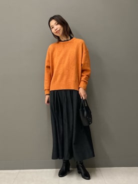 「URBAN RESEARCH DOORS（アーバンリサーチドアーズ）のピンタックフリルスタンドカラーブラウス（シャツ/ブラウス）」を使った、igarashi（あちゃん）さん（レディース・169cm）の冬コーディネート