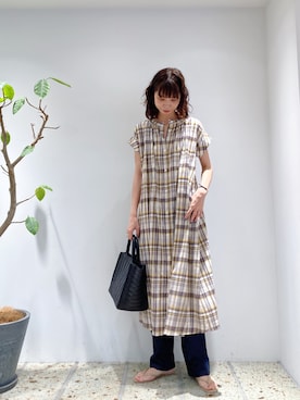 ワンピース ドレス ブラウン 茶色系 チェック柄 コーディネート Zozotown