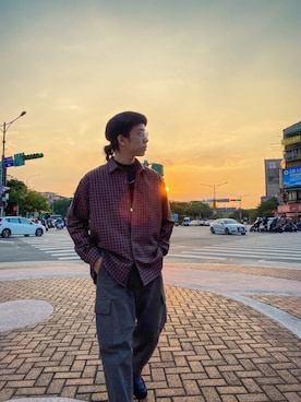 「URBAN RESEARCH（アーバンリサーチ）のアイテム（ハンチング/ベレー帽）」を使った、阿圳｜Kyleさん（メンズ・171cm）の冬コーディネート