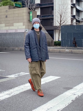 「plain-me（プレインミー）のアイテム（チノパンツ）」を使った、阿圳｜Kyleさん（メンズ・171cm）の冬コーディネート
