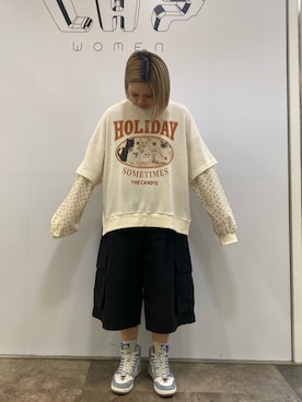 「WHITELAND（ホワイトランド）のアイテム（パンツ）」を使った、アンリさん（レディース・153cm）の夏コーディネート