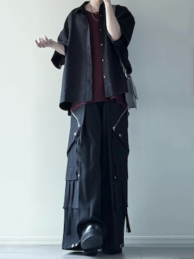 「LILL（リル）のリラクシングハーフスリーブレギュラーシャツ（シャツ/ブラウス）」を使った、ユウさん（メンズ・182cm）の夏コーディネート