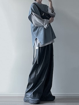 「LILL（リル）のアイテム（ベスト）」を使った、ユウさん（メンズ・182cm）の春コーディネート