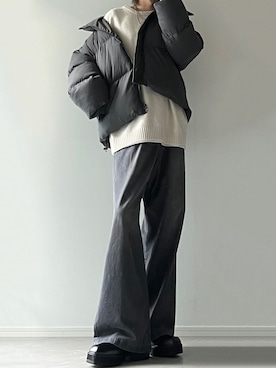 「LILL（リル）のアイテム（ダウンジャケット/コート）」を使った、ユウさん（メンズ・182cm）の秋コーディネート