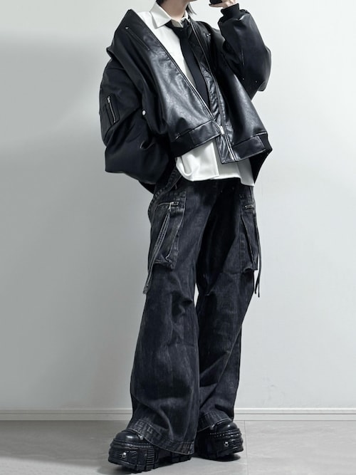 LILL ma1 ma-1 ルーズシルエットメタルジップ ボリュームMA-1