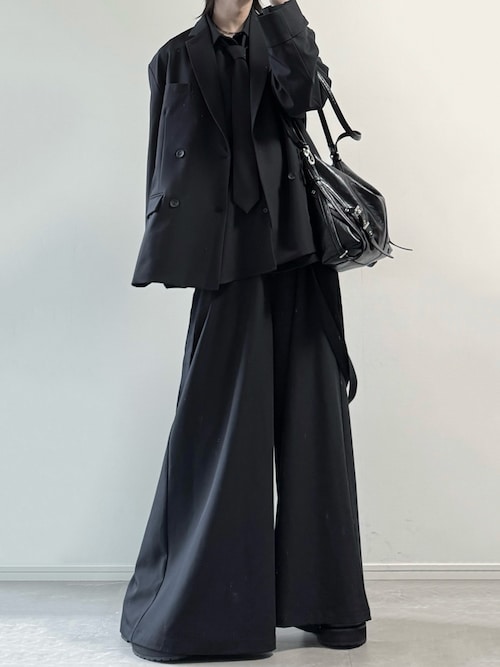 GUL変なゼウス　ブラックシムラ　セット cussil/クシル】ドレープルーズシルエットハイウエストフルレングス