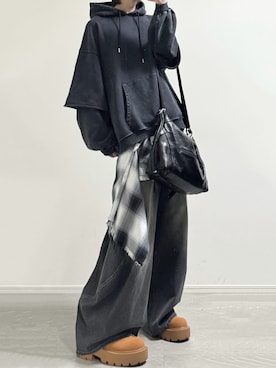 「DEVICE（デバイス）のアイテム（バッグ）」を使った、ユウさん（メンズ・182cm）の冬コーディネート