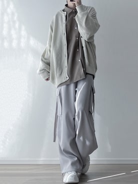 「LILL（リル）のアイテム（カーディガン/ボレロ）」を使った、ユウさん（メンズ・182cm）の春コーディネート