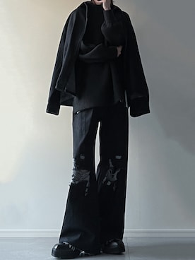 「LILL（リル）のアイテム（ニット/セーター）」を使った、ユウさん（メンズ・182cm）の冬コーディネート