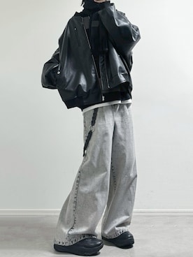 「アイテム（ウォレットチェーン）」を使った、ユウさん（メンズ・182cm）の冬コーディネート