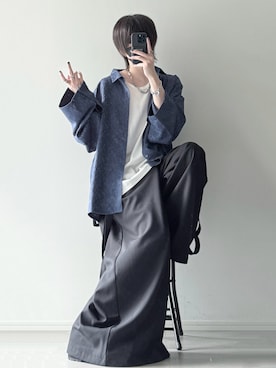 「アイテム（スラックス）」を使った、ユウさん（メンズ・182cm）の秋コーディネート