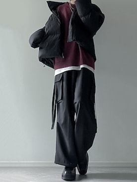「LILL（リル）のアイテム（ダウンジャケット/コート）」を使った、ユウさん（メンズ・182cm）の秋コーディネート