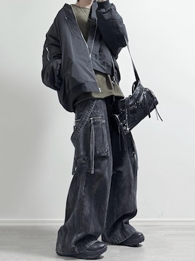 「アイテム（MA-1）」を使った、ユウさん（メンズ・182cm）の秋コーディネート