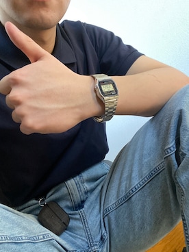 「CASIO（カシオ）のアイテム（デジタル腕時計、シルバー系）」を使った、wear46haさん（メンズ・175cm）の夏コーディネート