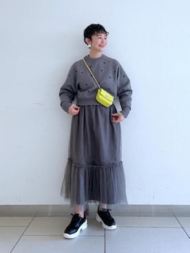 「ハートニット」｜ARISAさん（レディース・158cm）の冬コーディネート