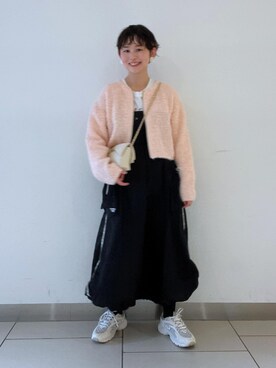 「短丈」｜「アイテム（ワンピース/ドレス）」を使った、ARISAさん（レディース・158cm）の冬コーディネート