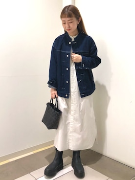「秋トレンド2021」｜「アイテム（デニムジャケット）」を使った、Nanami Naganoさん（レディース・158cm）の秋コーディネート