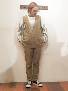 「CUBE SUGAR（キューブシュガー）のアイテム（パンツ）」を使った、SHOP STAFFさん（レディース・167cm）の冬コーディネート