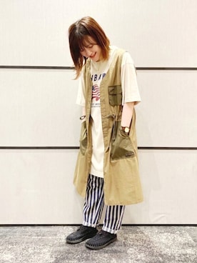 「CUBE SUGAR（キューブシュガー）のアイテム（パンツ）」を使った、SHOP STAFFさん（レディース・160cm）の夏コーディネート