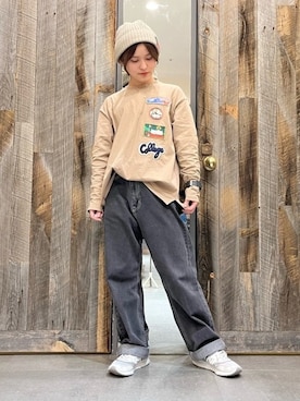 「CUBE SUGAR（キューブシュガー）のアイテム（パンツ）」を使った、SHOP STAFFさん（レディース・155cm）の冬コーディネート