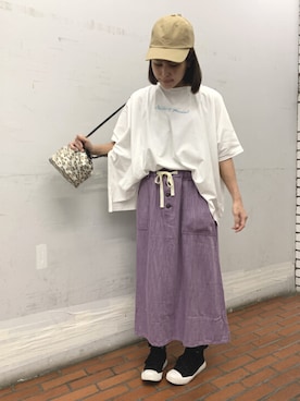 「CUBE SUGAR（キューブシュガー）のアイテム」を使った、SHOP STAFFさん（レディース・160cm）の夏コーディネート