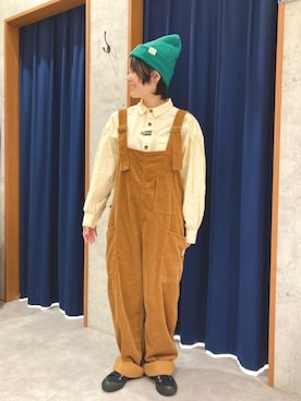 「レトロ」｜「アイテム（オールインワン・サロペット）」を使った、SHOP STAFFさん（レディース・150cm）の秋コーディネート