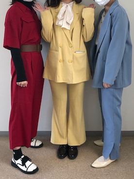 「レッドコーデ」｜「アイテム（スラックス）」を使った、미유さん（レディース・163cm）の夏コーディネート